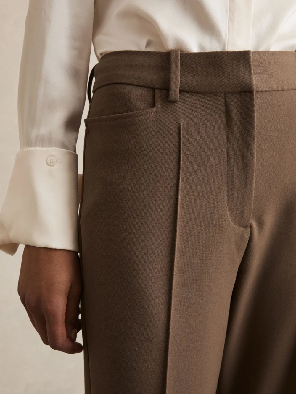 Reiss Mink Neutral Flared Suit Trousers, view 4