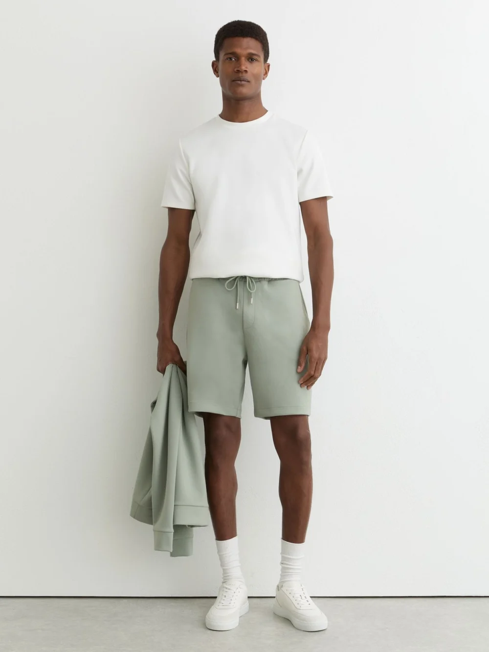 Reiss Mint Green Premium Interlock Drawstring Shorts
