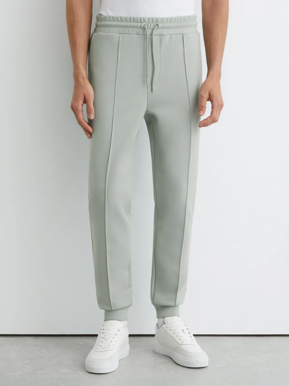 Reiss Mint Green Stretch-jersey Tailored Joggers, view 3