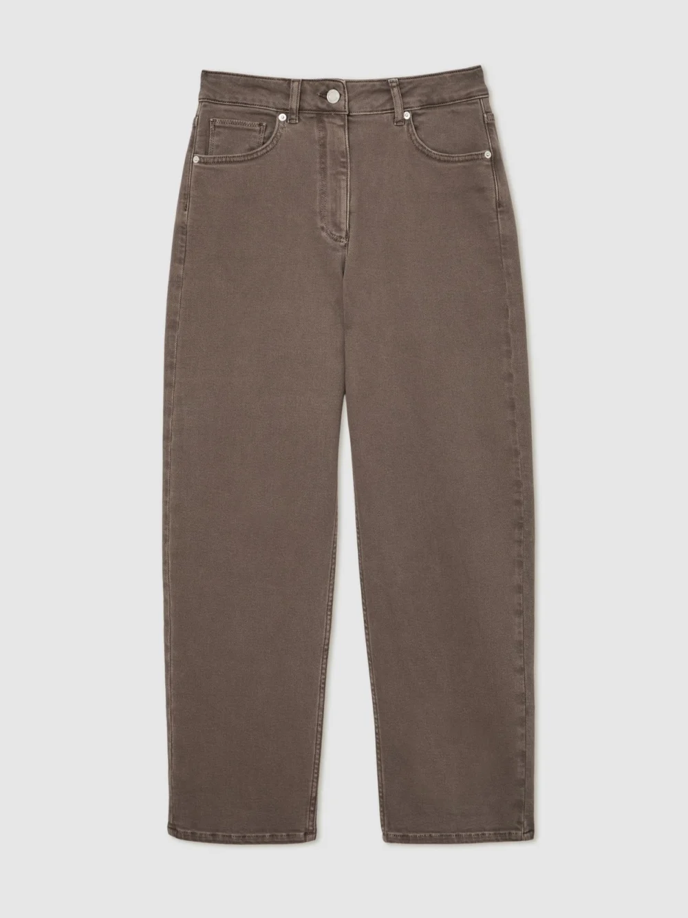 Reiss Mocha Brown Mid-rise Straight-leg Jeans, view 2