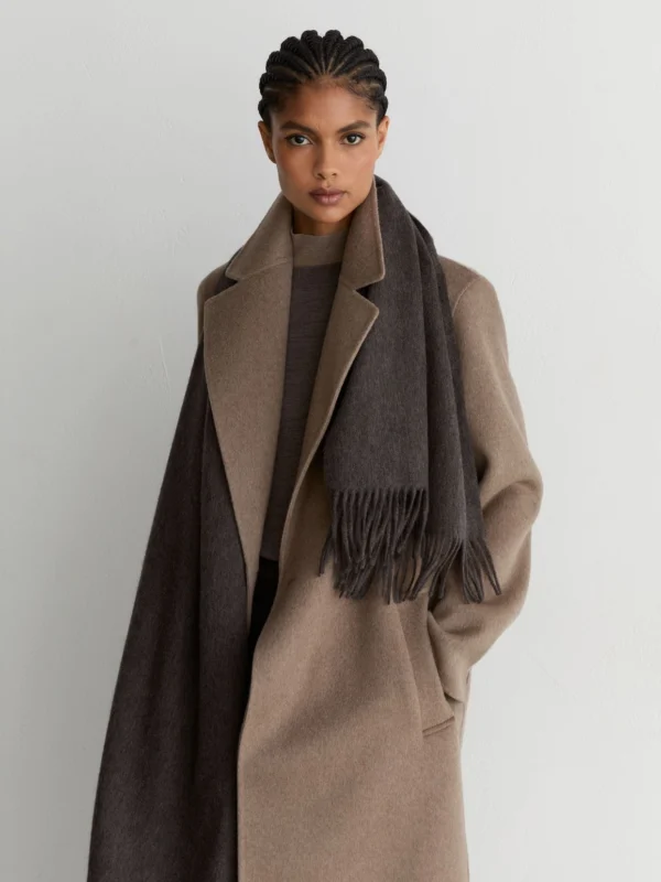 Reiss Mocha Brown Wool and Cashmere Scarf,
