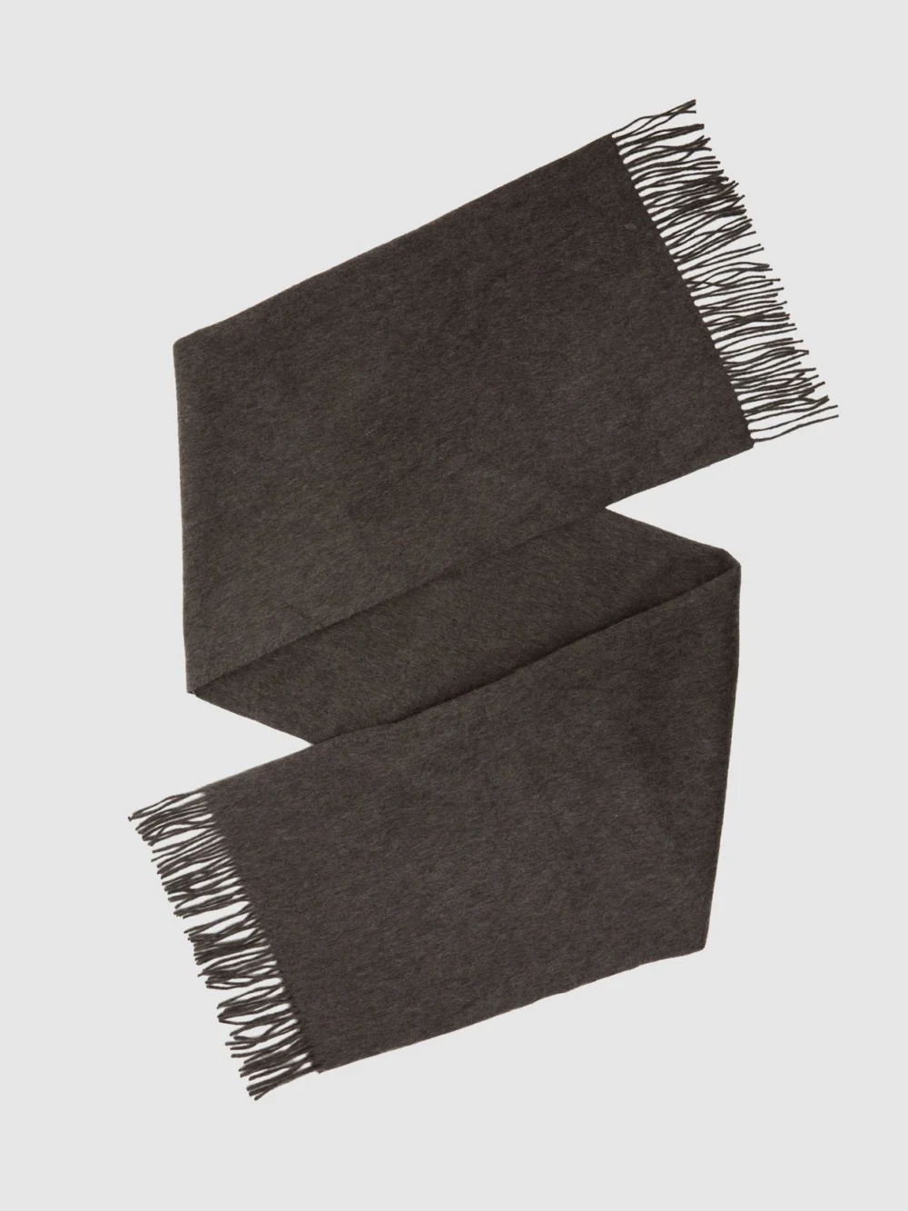 Reiss Mocha Brown Wool and Cashmere Scarf,, view 3