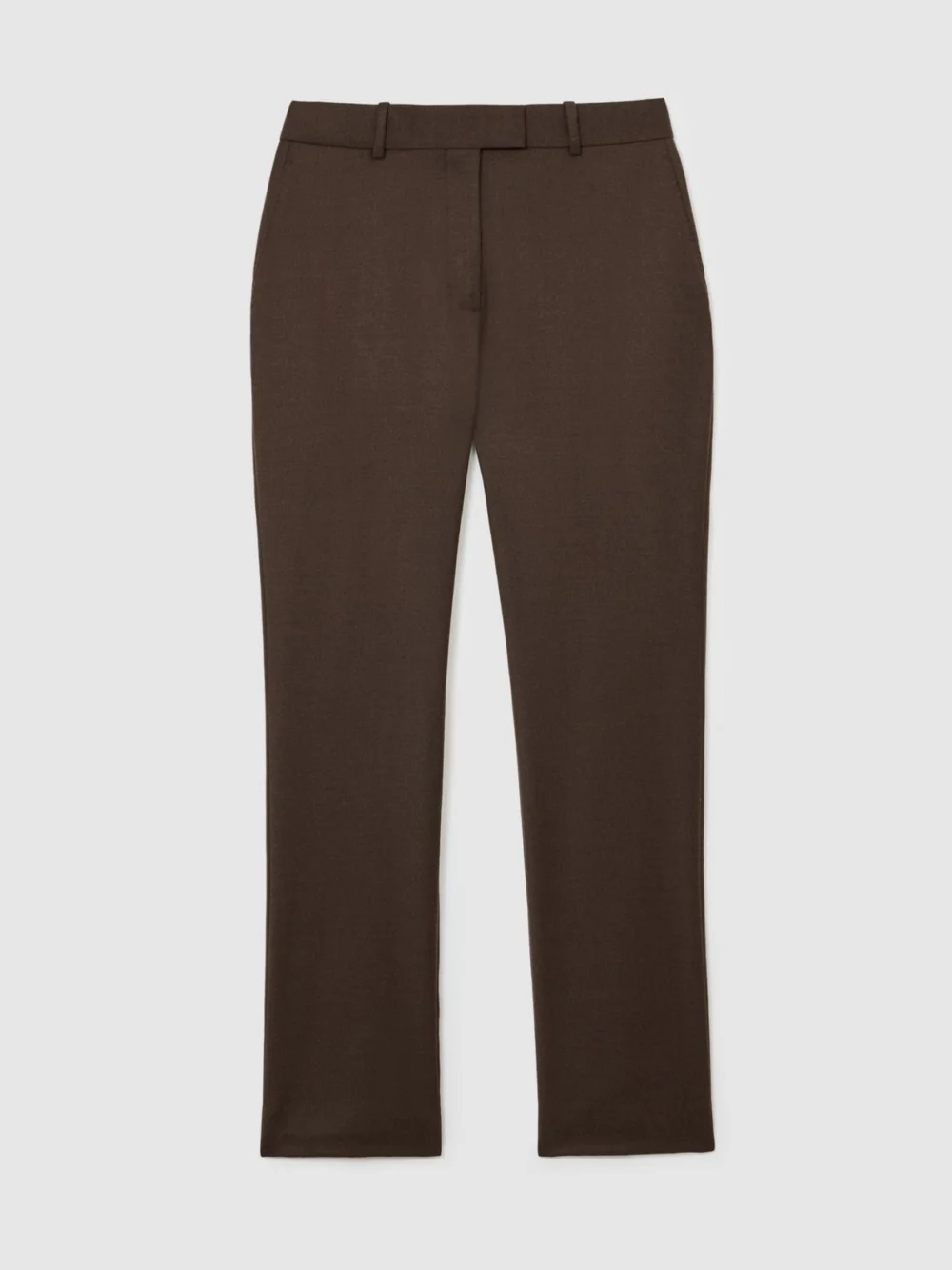 Reiss Mocha Brown Wool-blend Slim-leg Trousers, view 6