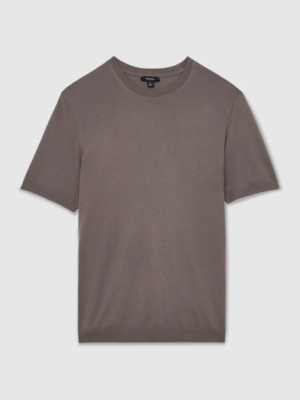 Reiss Mouse Brown Cotton- Crew-neck Modern-fit T-shirt, view 2