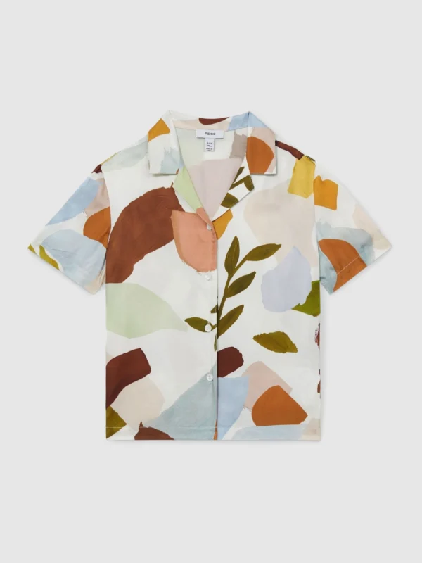Reiss Multi Printed Cuban Collar Shirt