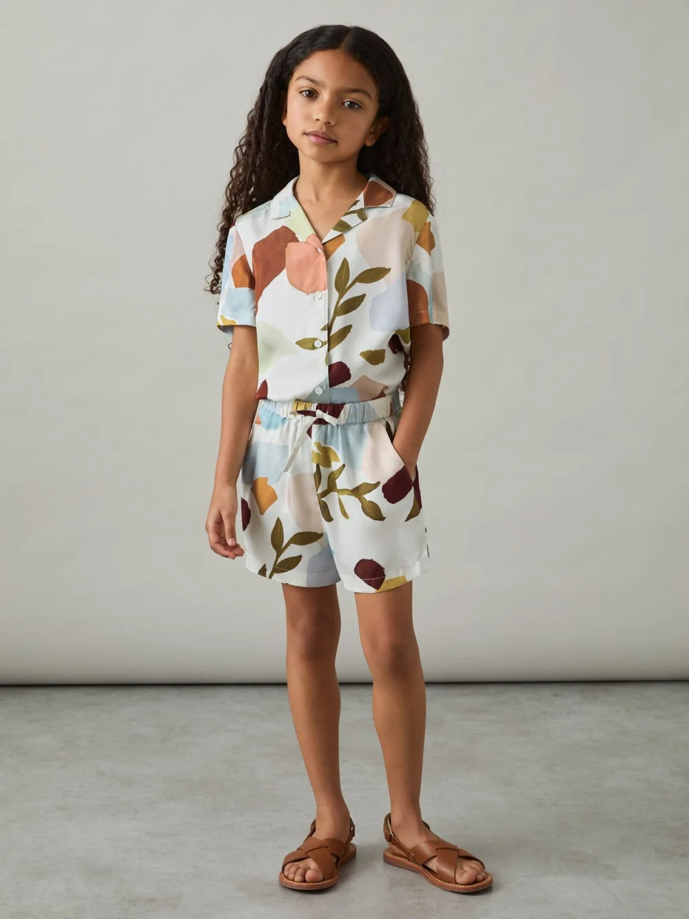 Reiss Multi Printed Drawstring-waist Shorts,, view 2