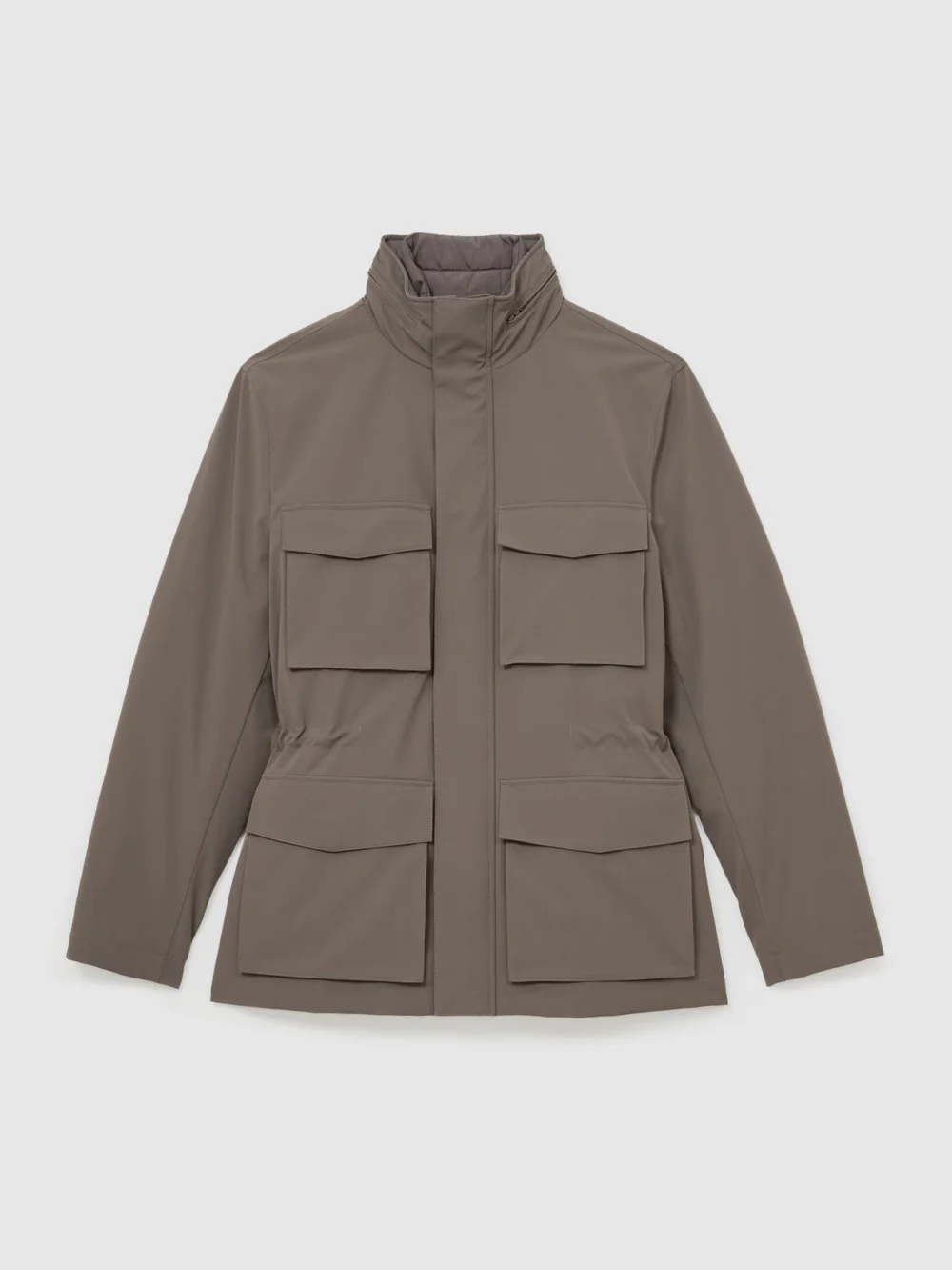 Reiss Mushroom Brown Four-pocket Hooded Jacket with Removable Gilet, view 2