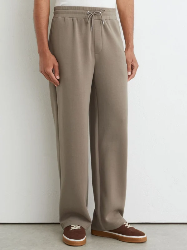 Reiss Mushroom Brown Sueded Interlock Jersey Relaxed-fit Joggers