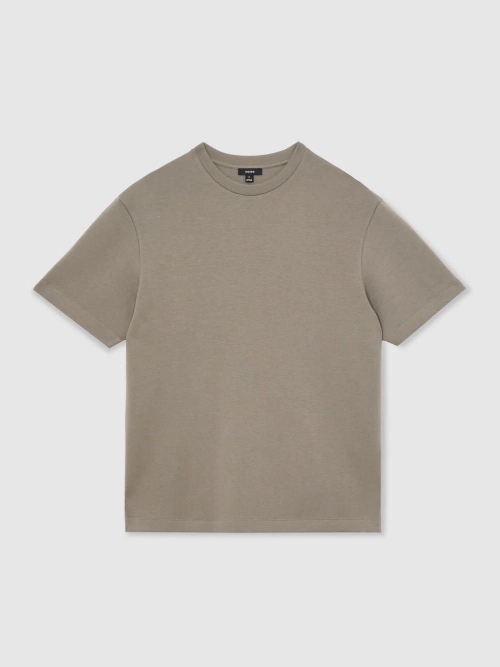 Reiss Mushroom Brown Sueded Interlock Jersey Relaxed-fit T-shirt, view 2