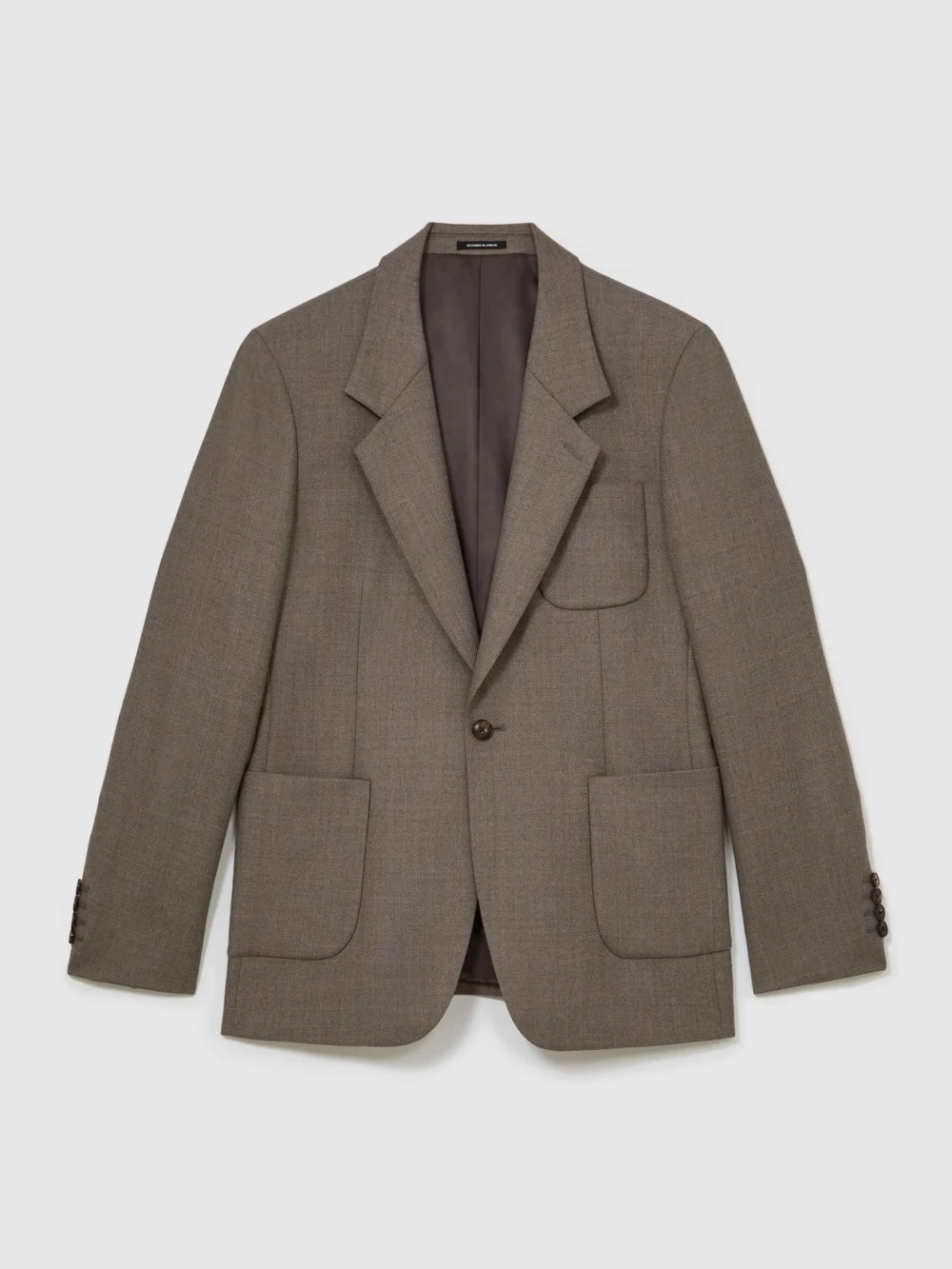 Reiss Mushroom Brown Terrain Classic Fit Wool-blend Twill Single-breasted Suit Blazer Relaxed-fit, view 3