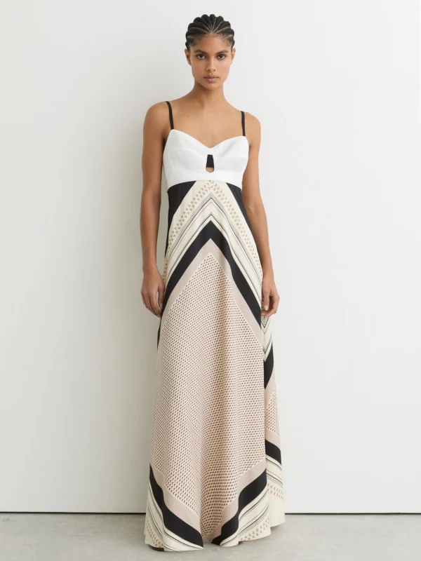 Reiss Myra Scarf-print Tie-back Maxi Dress, 6