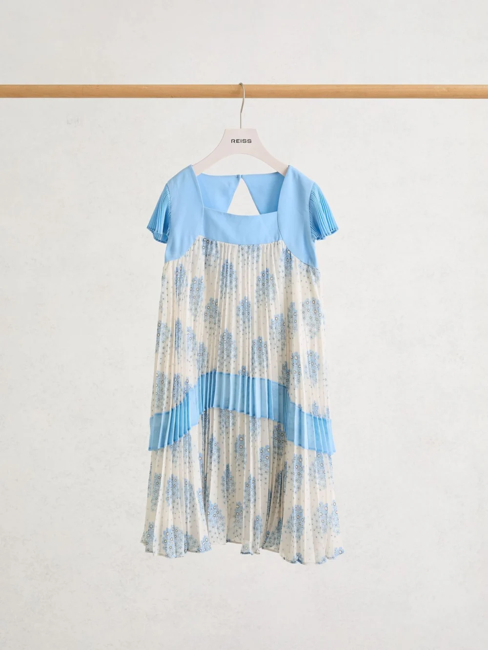 Reiss Nadine Pale Blue 3-9 yrs Floral-print Pleated Dress, 4-5 Years, view 2