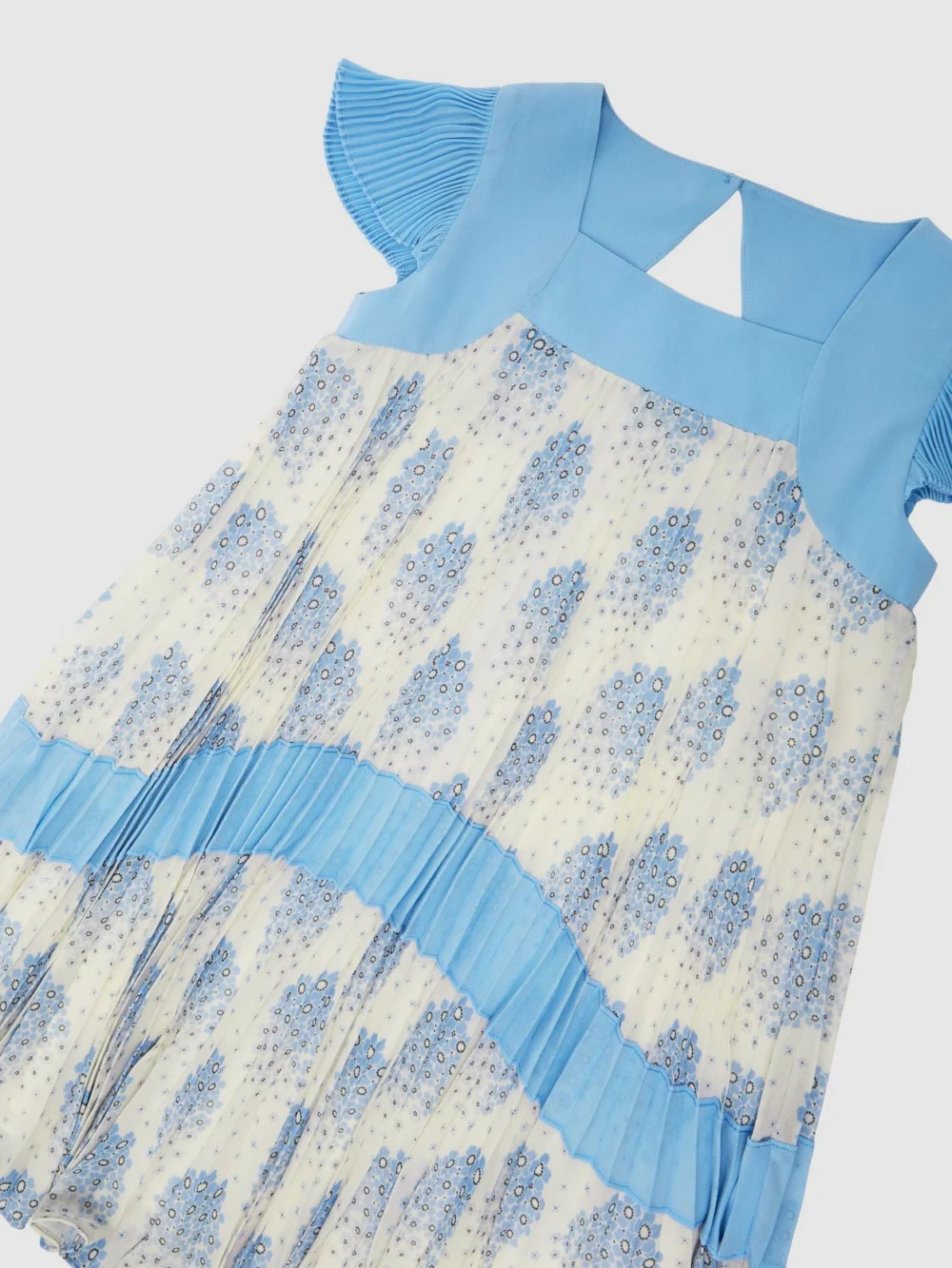 Reiss Nadine Pale Blue 3-9 yrs Floral-print Pleated Dress, 4-5 Years, view 3