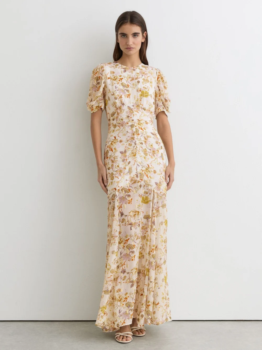 Reiss Naia Floral-print Metallic-thread Maxi Dress, 12, view 4