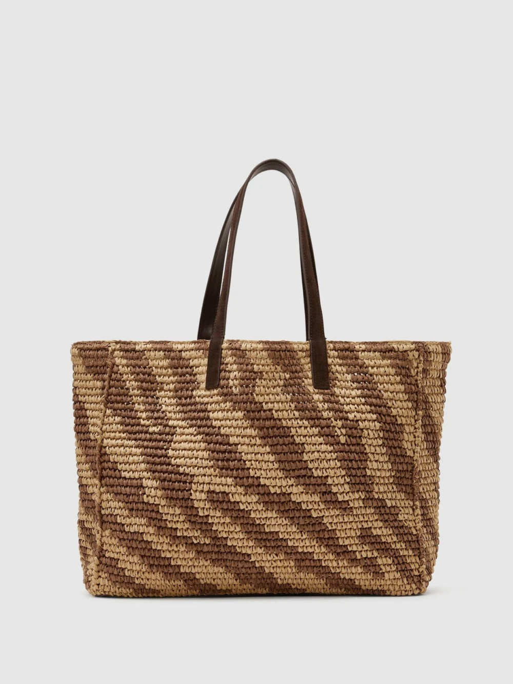 Reiss Natural & Tan Raffia-effect Tote Bag,, view 2