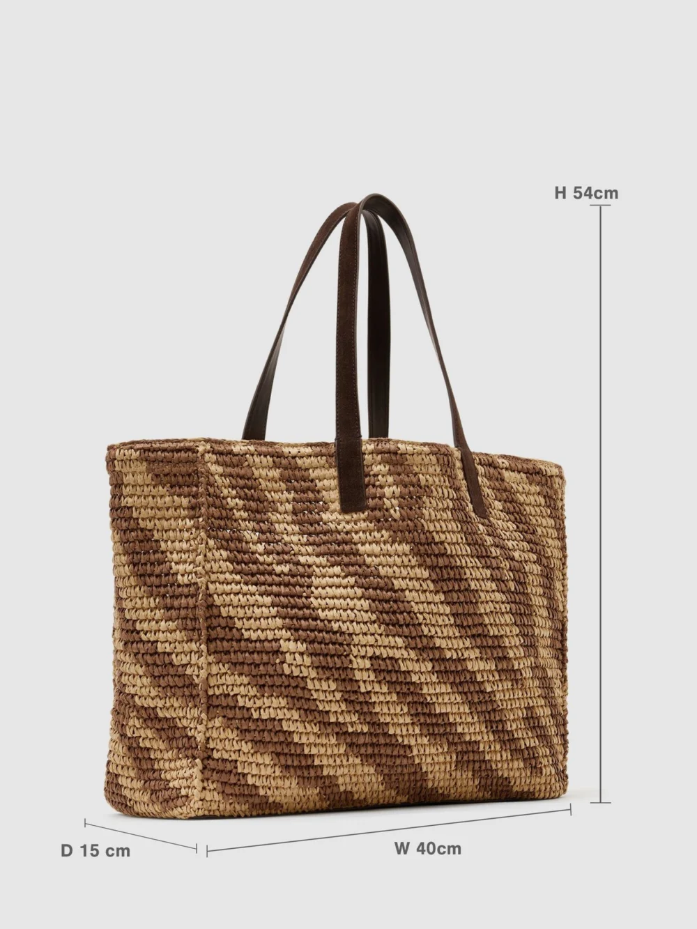 Reiss Natural & Tan Raffia-effect Tote Bag,, view 3