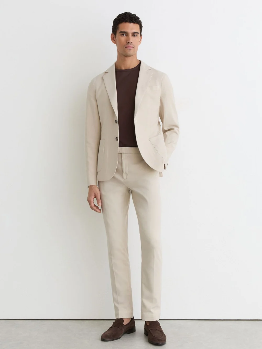 Reiss Natural Garment-dyed Piqué Suit Trousers Tailored-fit