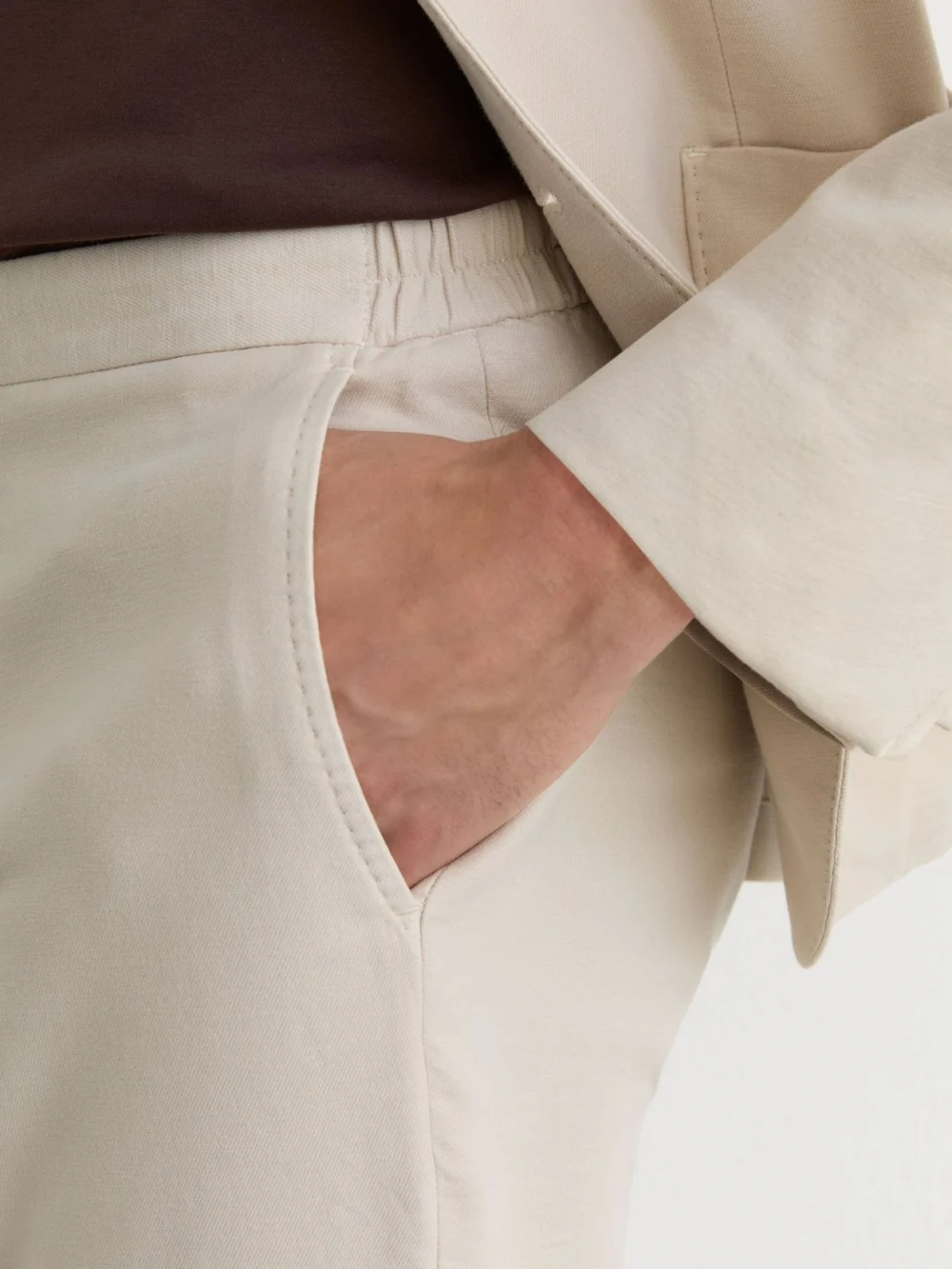 Reiss Natural Garment-dyed Piqué Suit Trousers Tailored-fit, view 4
