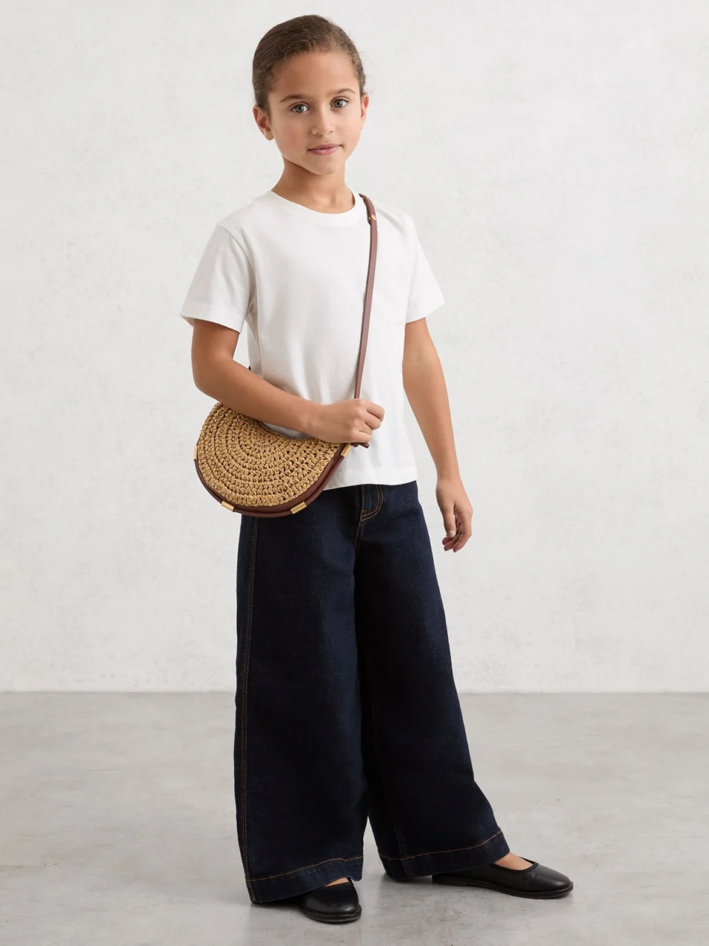 Reiss Natural Girls Raffia-effect Shoulder Bag,, view 2