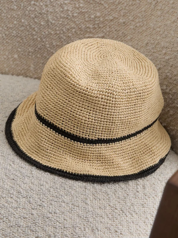 Reiss Natural Girls Straw-effect Tipped Bucket Hat,