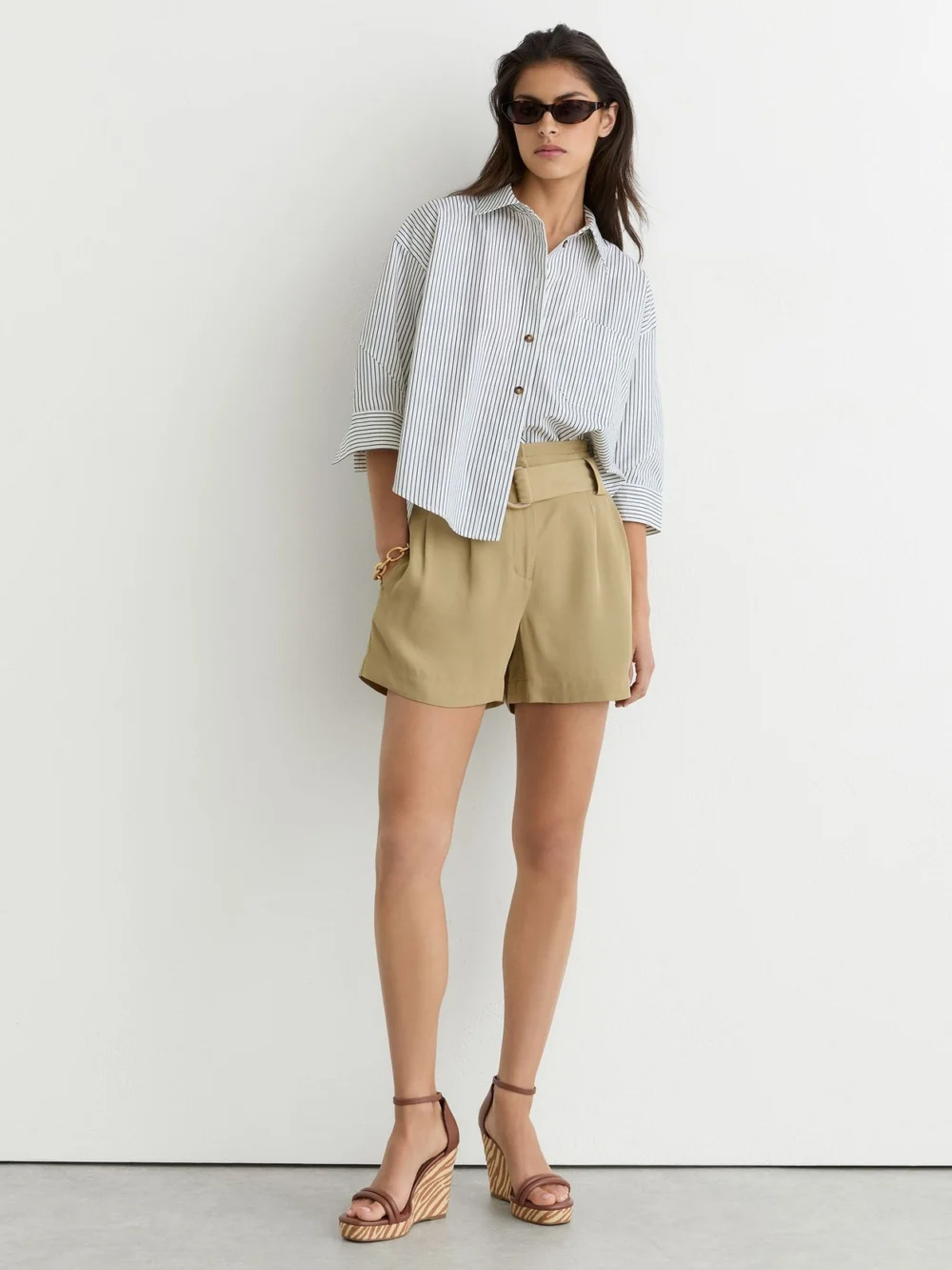 Reiss Natural Leather Zebra-wedge Sandals