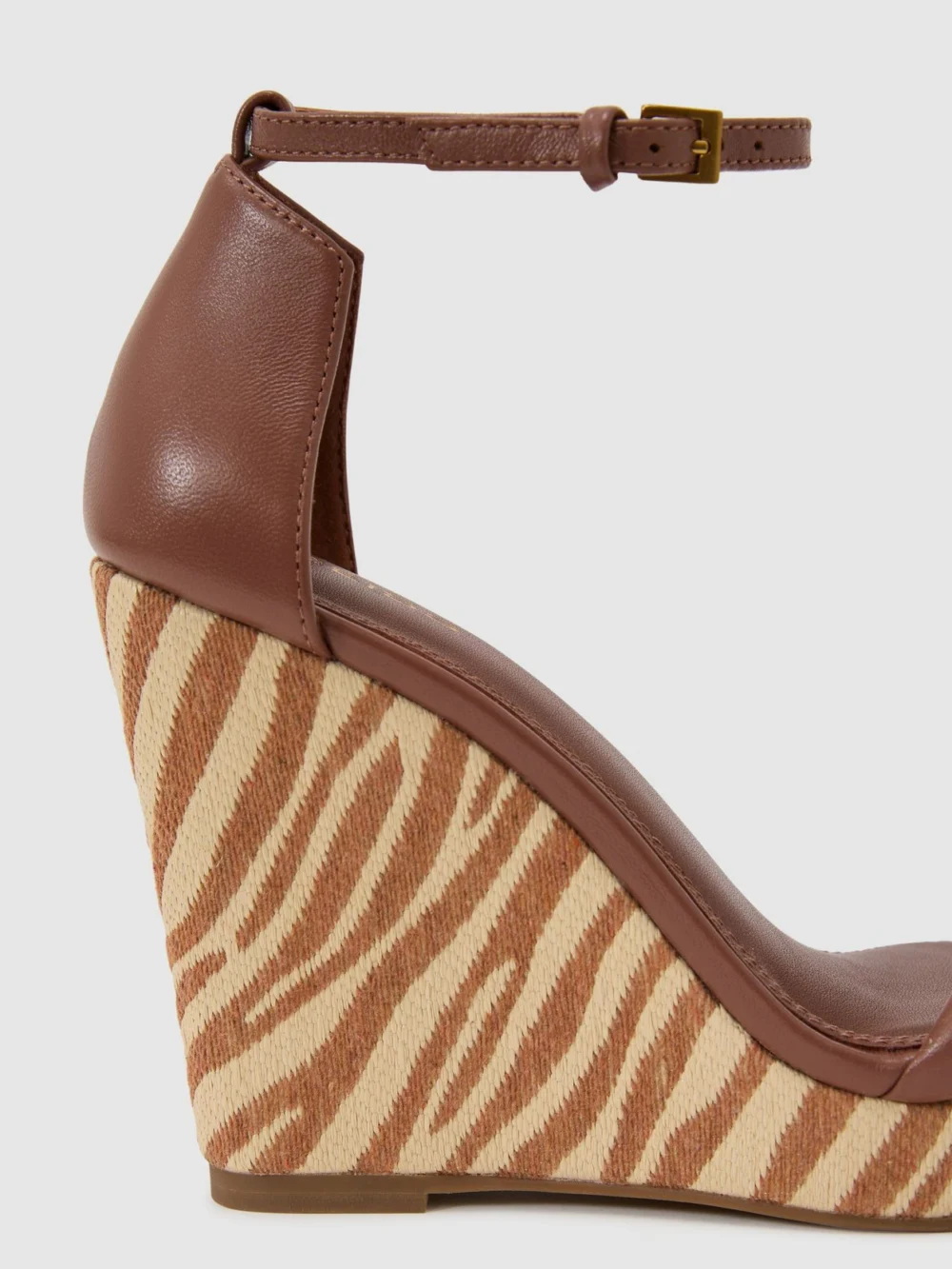 Reiss Natural Leather Zebra-wedge Sandals, view 4