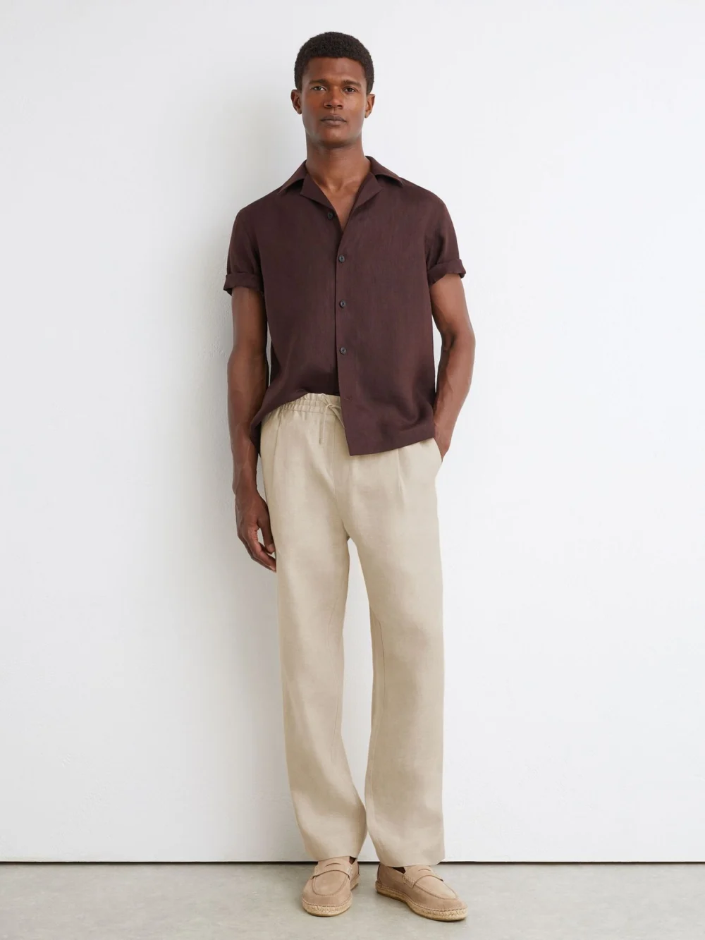 Reiss Natural Linen Relaxed-fit Drawstring Trousers