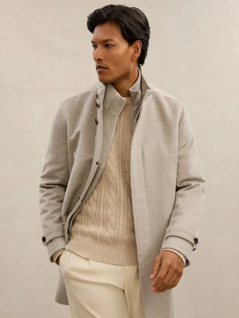 Reiss Natural Player Cashmere Hybrid Overcoat with Removable Gilet