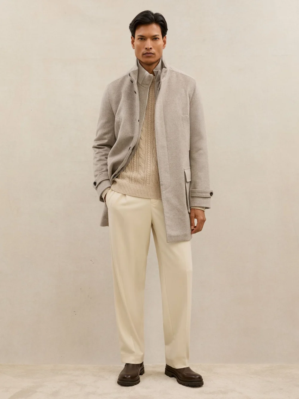 Reiss Natural Player Cashmere Hybrid Overcoat with Removable Gilet, view 3