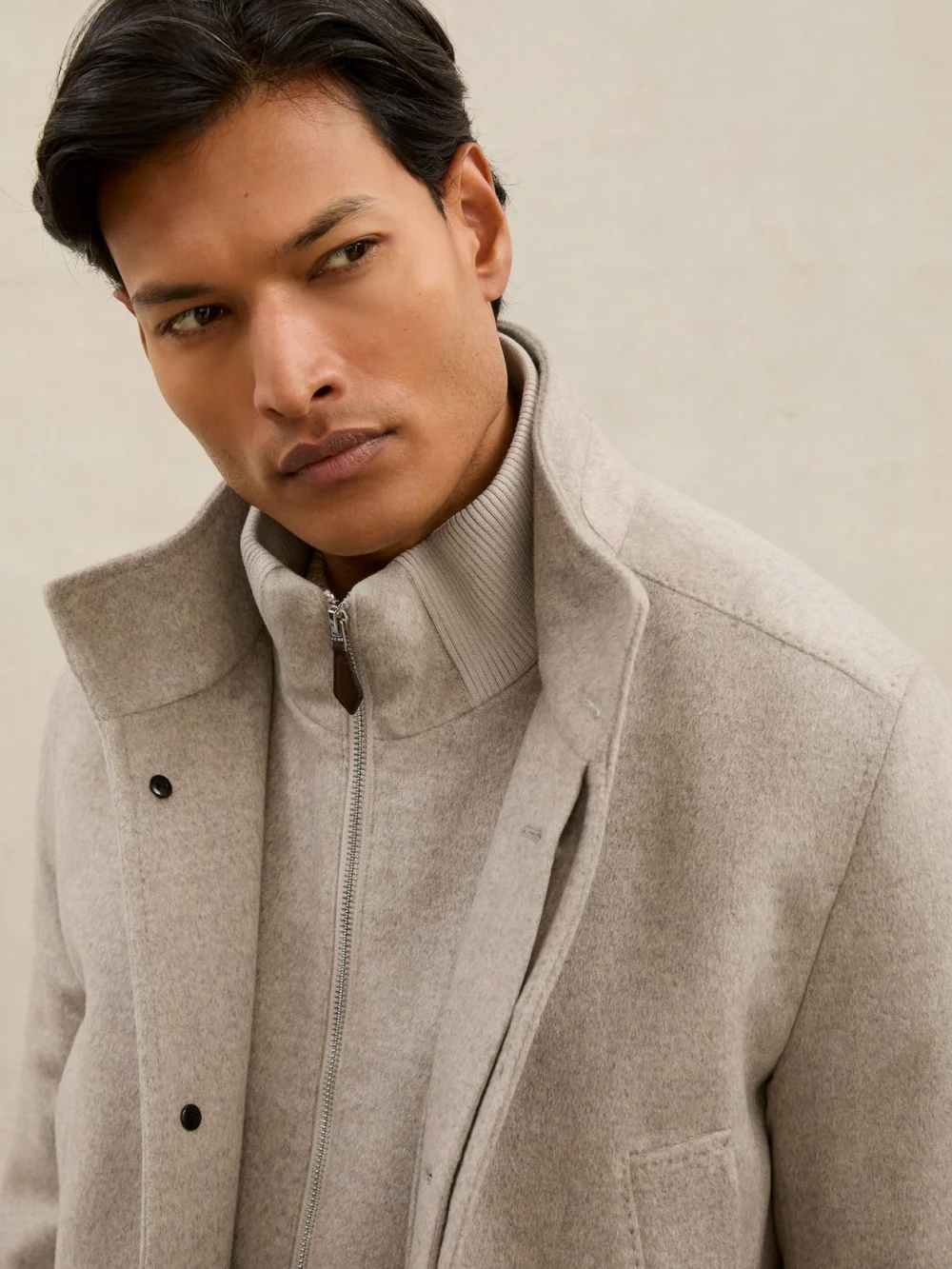 Reiss Natural Player Cashmere Hybrid Overcoat with Removable Gilet, view 4