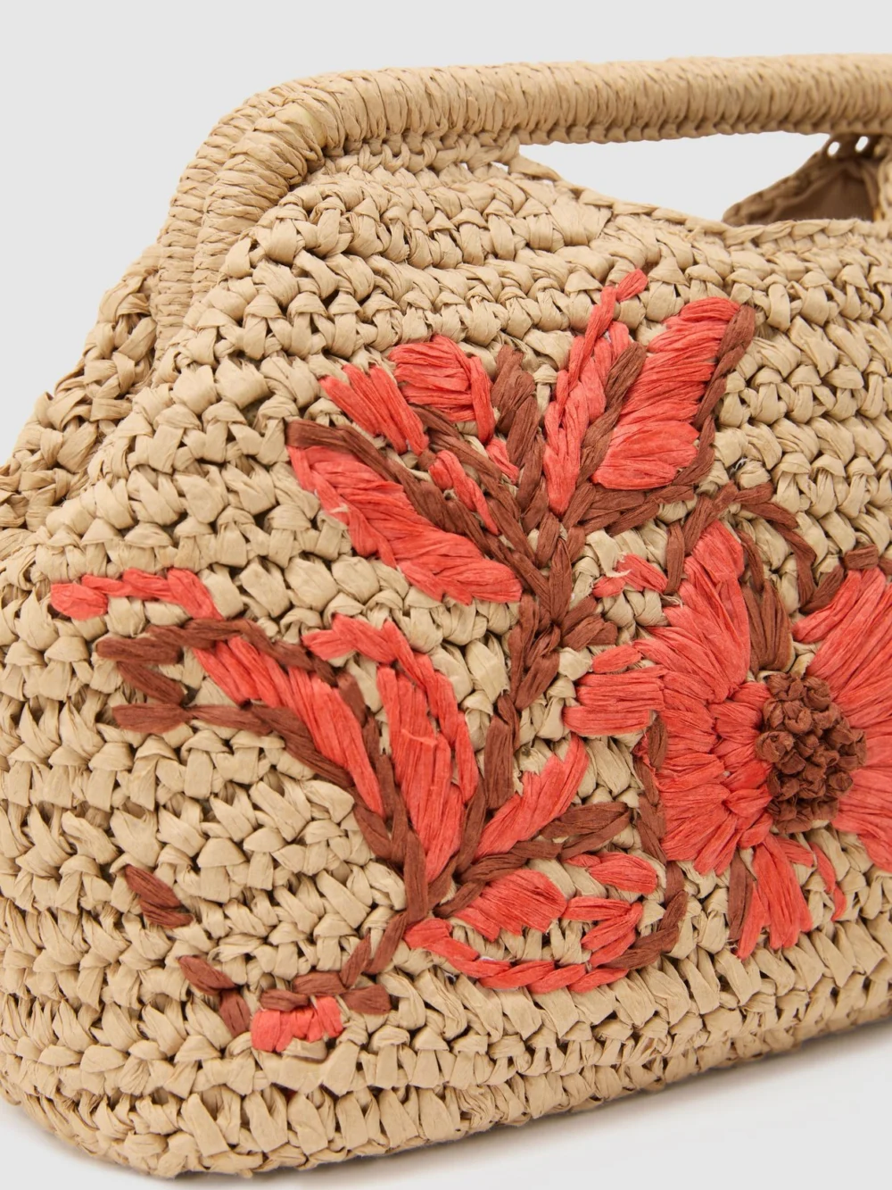 Reiss Natural Raffia-effect Embroidered Clutch Bag,, view 4