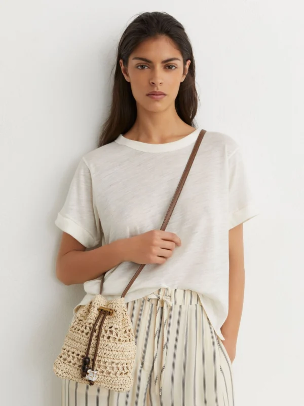 Reiss Natural Raffia-effect Mini Crossbody Bag,