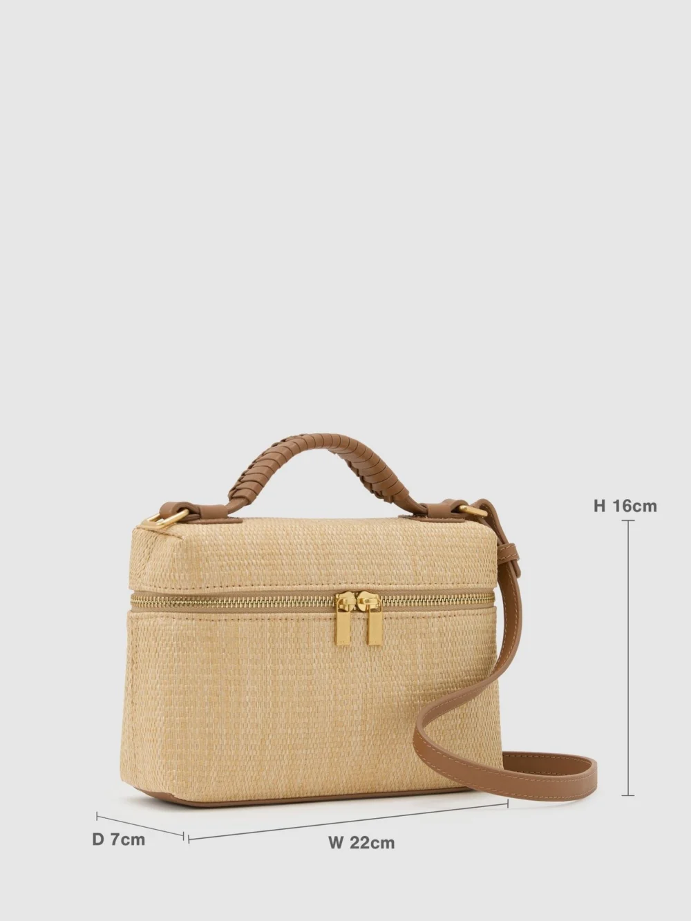 Reiss Natural Raffia-effect Vanity Crossbody Bag,, view 3