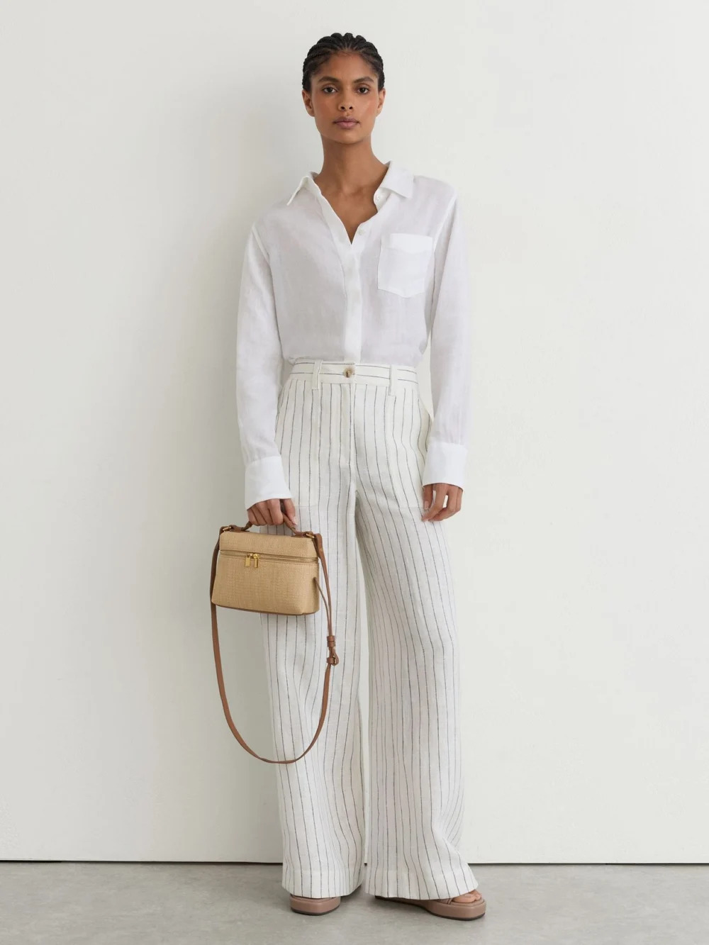 Reiss Natural Raffia-effect Vanity Crossbody Bag,, view 4