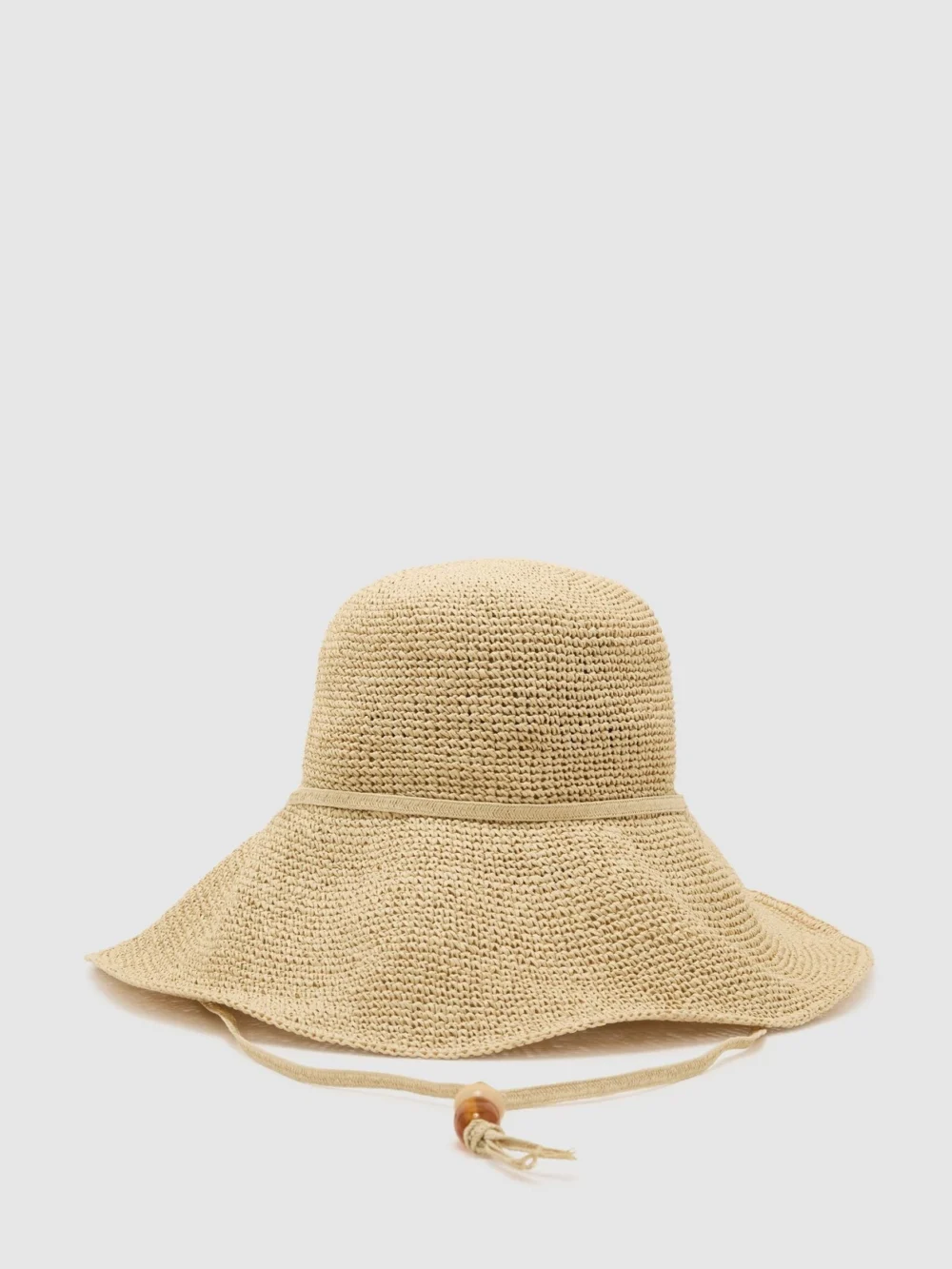 Reiss Natural Straw-effect Beaded-strap Hat, view 4