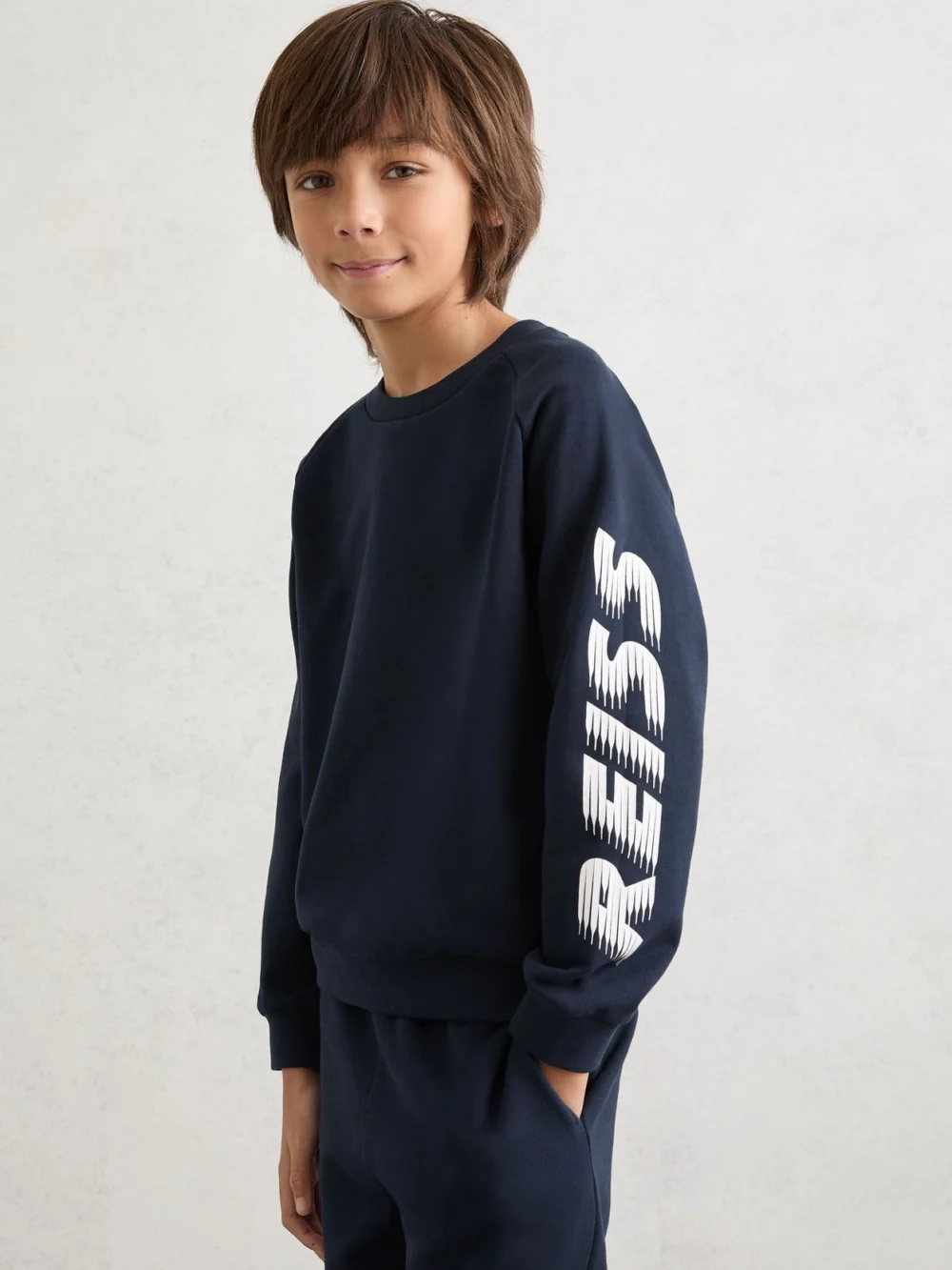 Reiss Navy 3-9 yrs Cotton Logo-print Sweatshirt, view 3