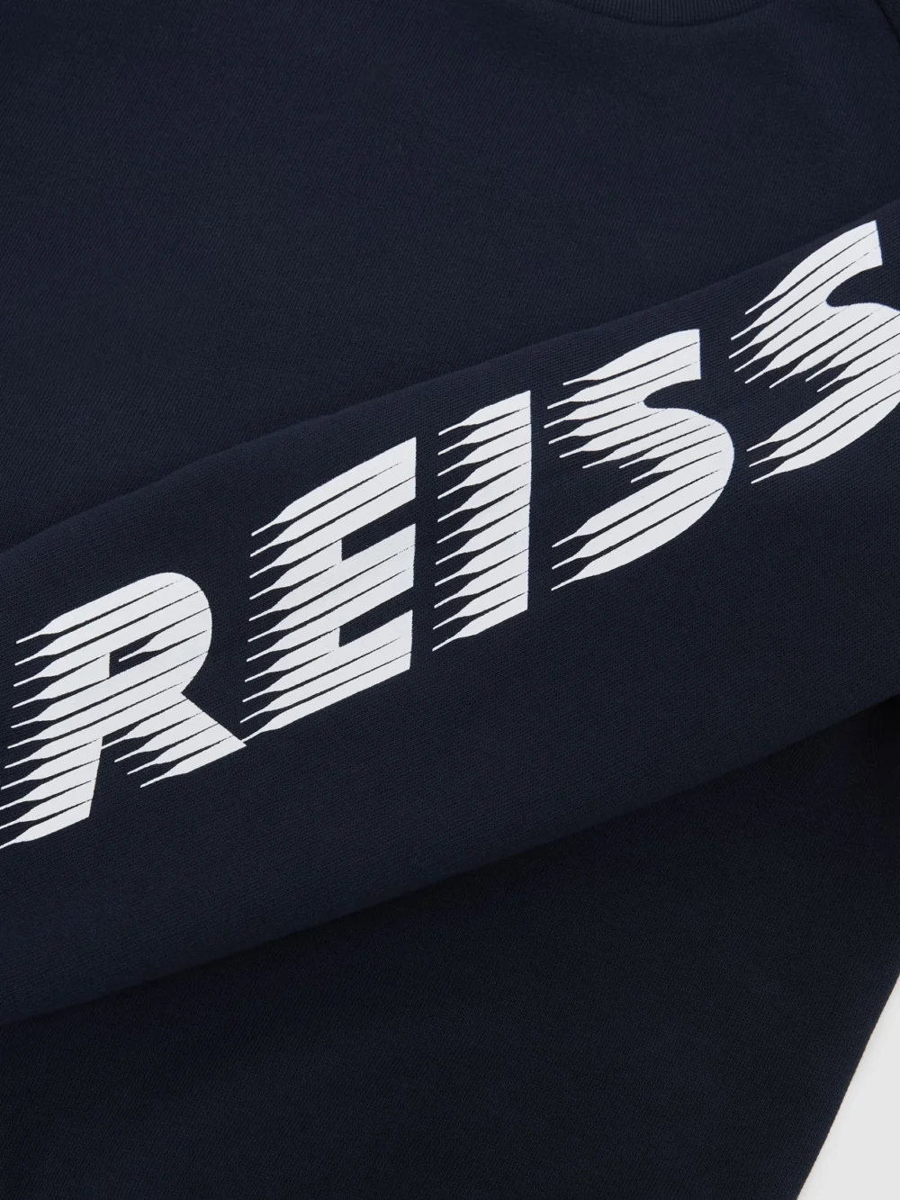 Reiss Navy 3-9 yrs Cotton Logo-print Sweatshirt, view 4