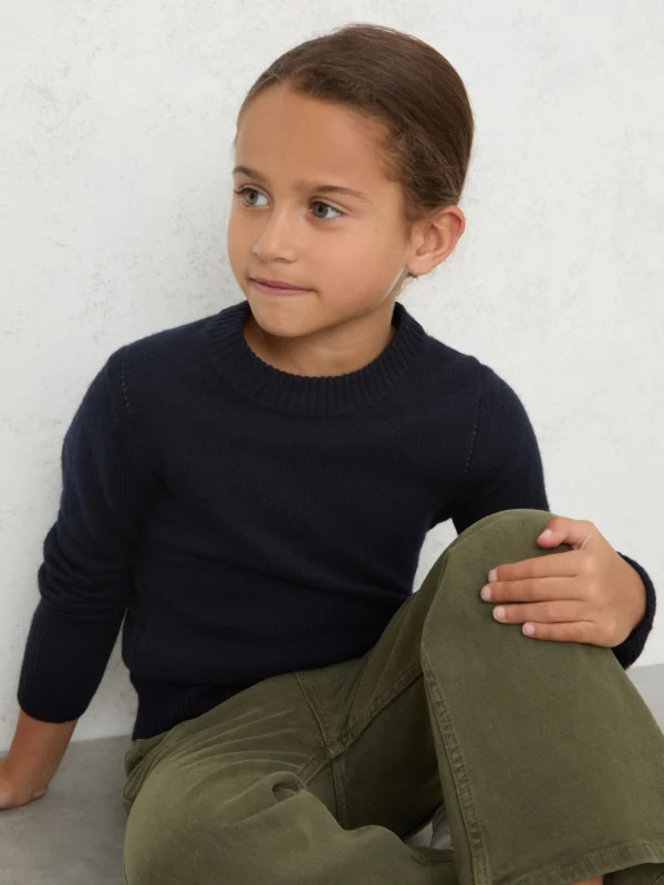 Reiss Navy 3-9 yrs Wool-blend Open-stitch Jumper with Cashmere