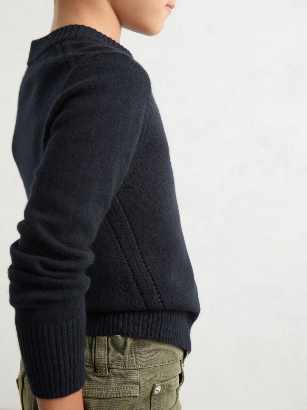 Reiss Navy 3-9 yrs Wool-blend Open-stitch Jumper with Cashmere, view 4