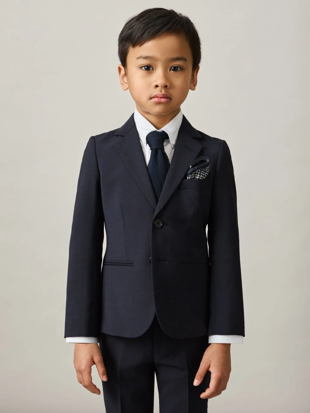 Reiss Navy 3-9 yrs Wool-blend Single-breasted Suit Blazer, view 3