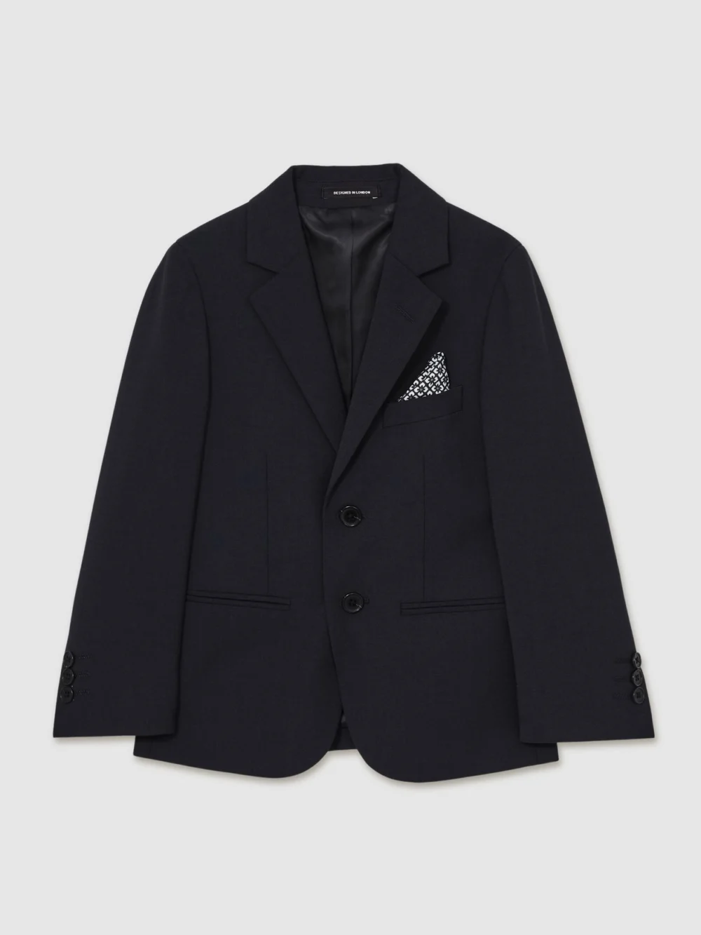 Reiss Navy 3-9 yrs Wool-blend Single-breasted Suit Blazer, view 6