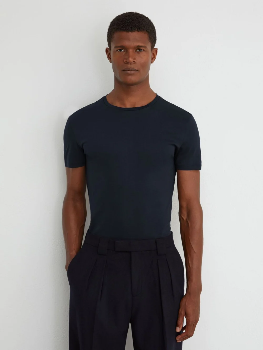 Reiss Navy Air-water Cotton Muscle-fit T-shirt