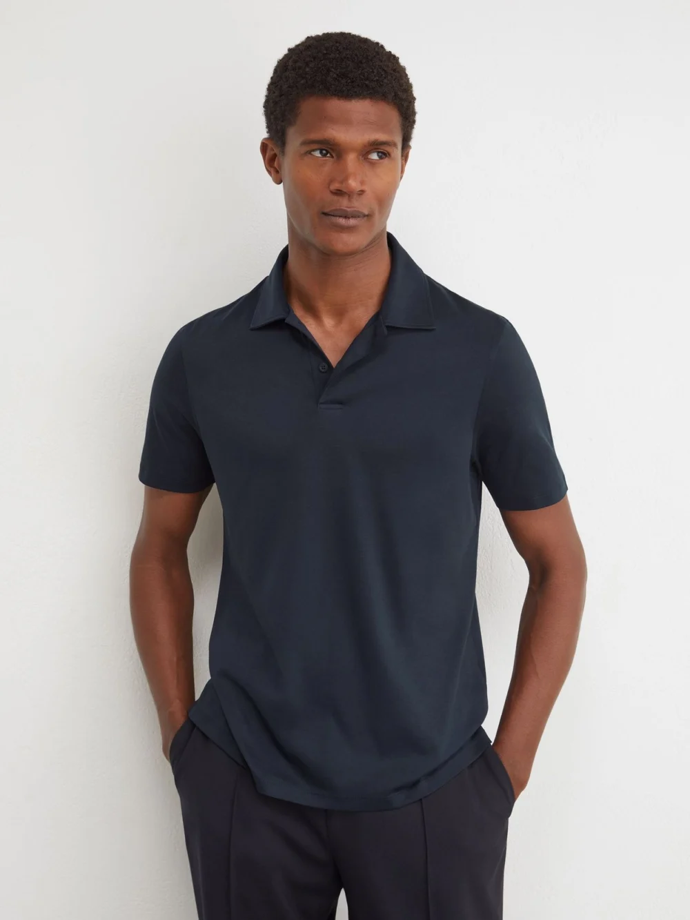Reiss Navy Air-water Cotton Polo Shirt