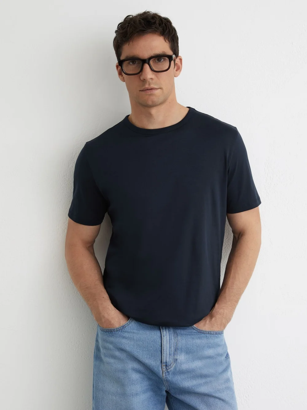 Reiss Navy Air-water Cotton Tailored-fit T-shirt