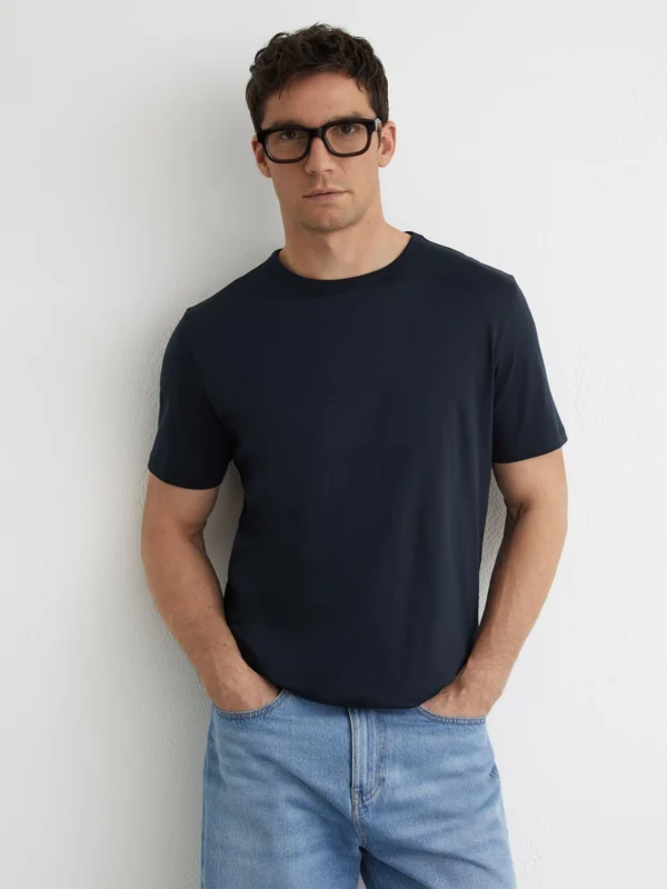 Reiss Navy Air-water Cotton Tailored-fit T-shirt