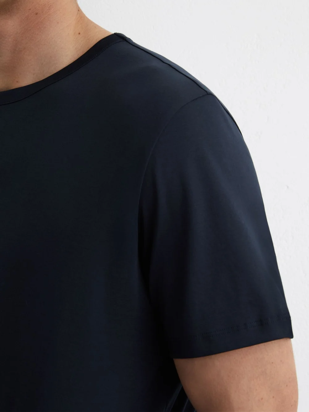 Reiss Navy Air-water Cotton Tailored-fit T-shirt, view 4