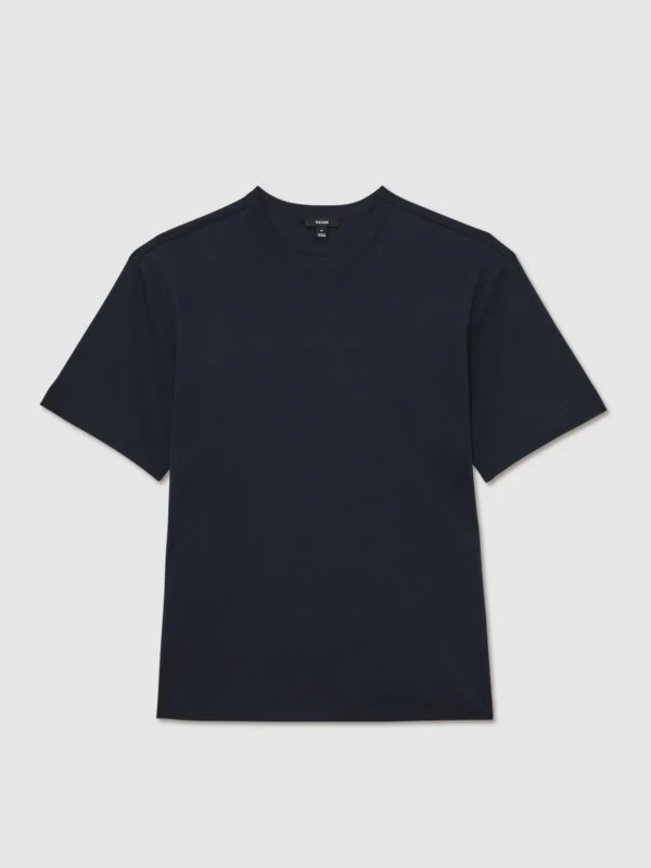 Reiss Navy Airwater-cotton Relaxed-fit T-shirt
