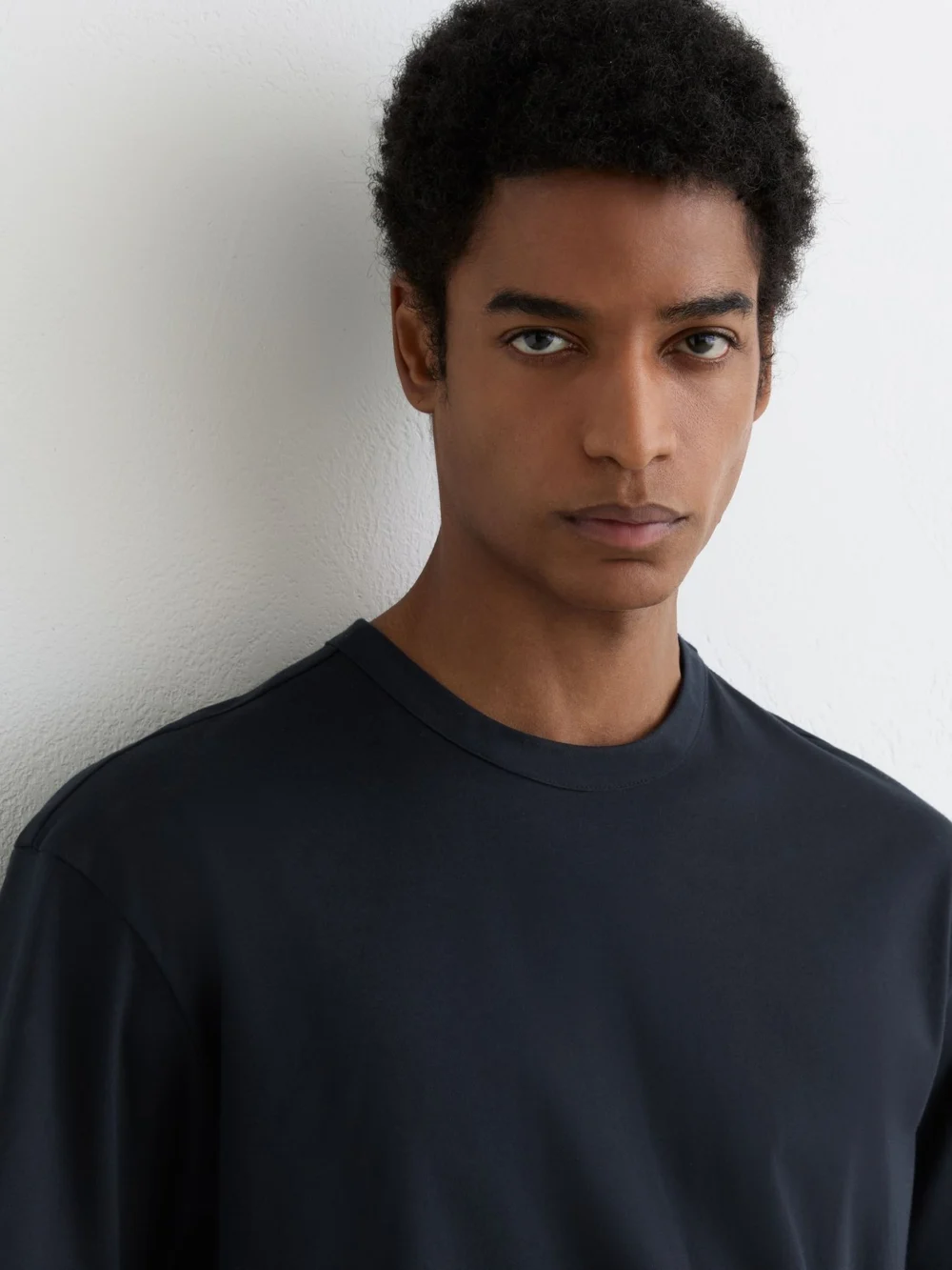 Reiss Navy Airwater-cotton Relaxed-fit T-shirt, view 3