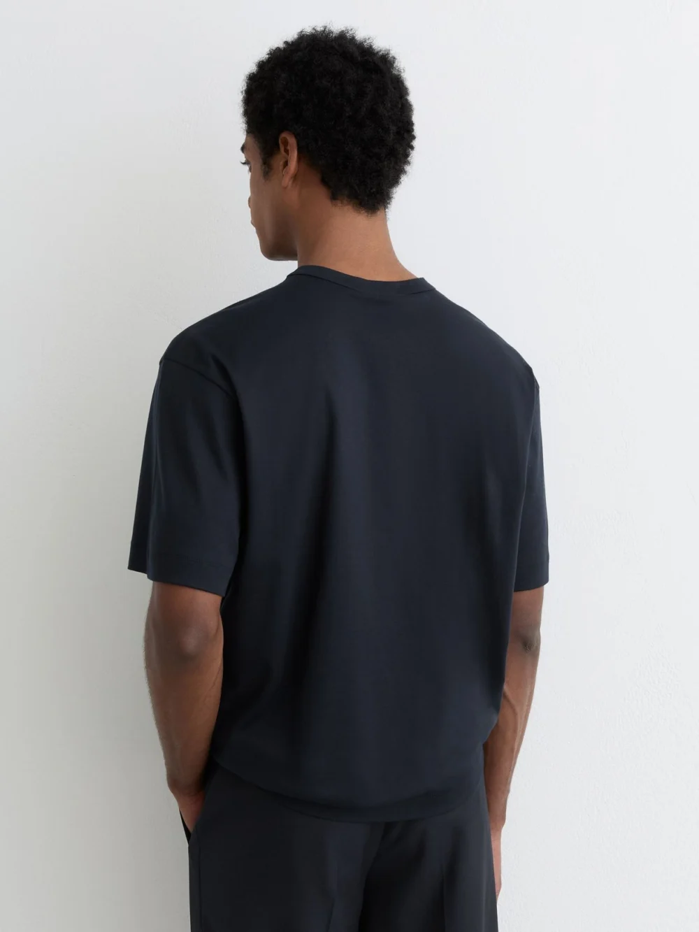 Reiss Navy Airwater-cotton Relaxed-fit T-shirt, view 4