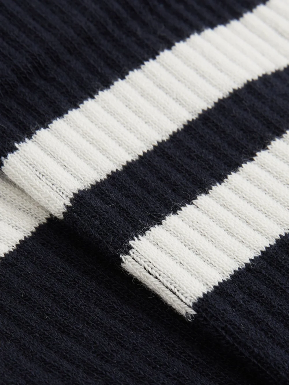 Reiss Navy & Ecru Cotton-blend Double-stripe Socks, view 3